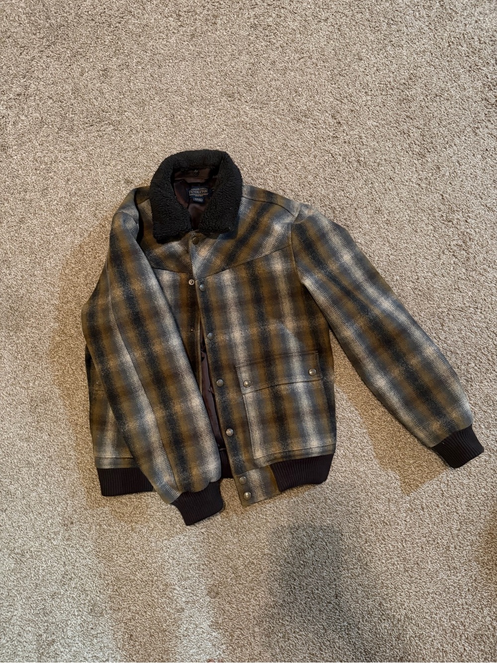 Pendleton Plaid Wool Bomber Jacket